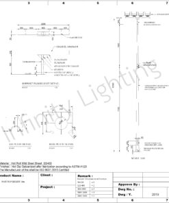 infinity lighting เสาไฟโพสท็อป สูง 10 เมตร กิ่งตัวที ยึด 4 โคม (แบบต่อ)
