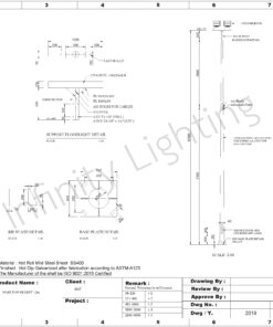 infinity lighting เสาไฟโพสท็อป สูง 12 เมตร กิ่งตัวที ยึด 2 โคม (แบบต่อ)