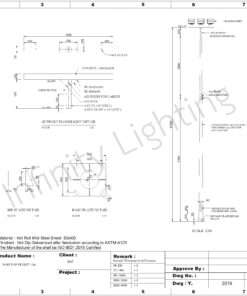infinity lighting เสาไฟโพสท็อป สูง 12 เมตร กิ่งตัวที ยึด 3 โคม (แบบต่อ)