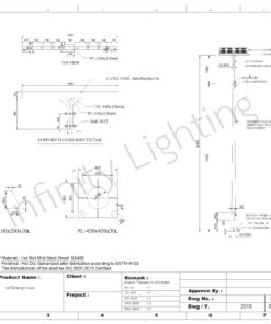 infinity lighting เสาไฟโพสท็อป สูง 8 เมตร กิ่งตัวที ยึด 2 โคม (แบบต่อ)